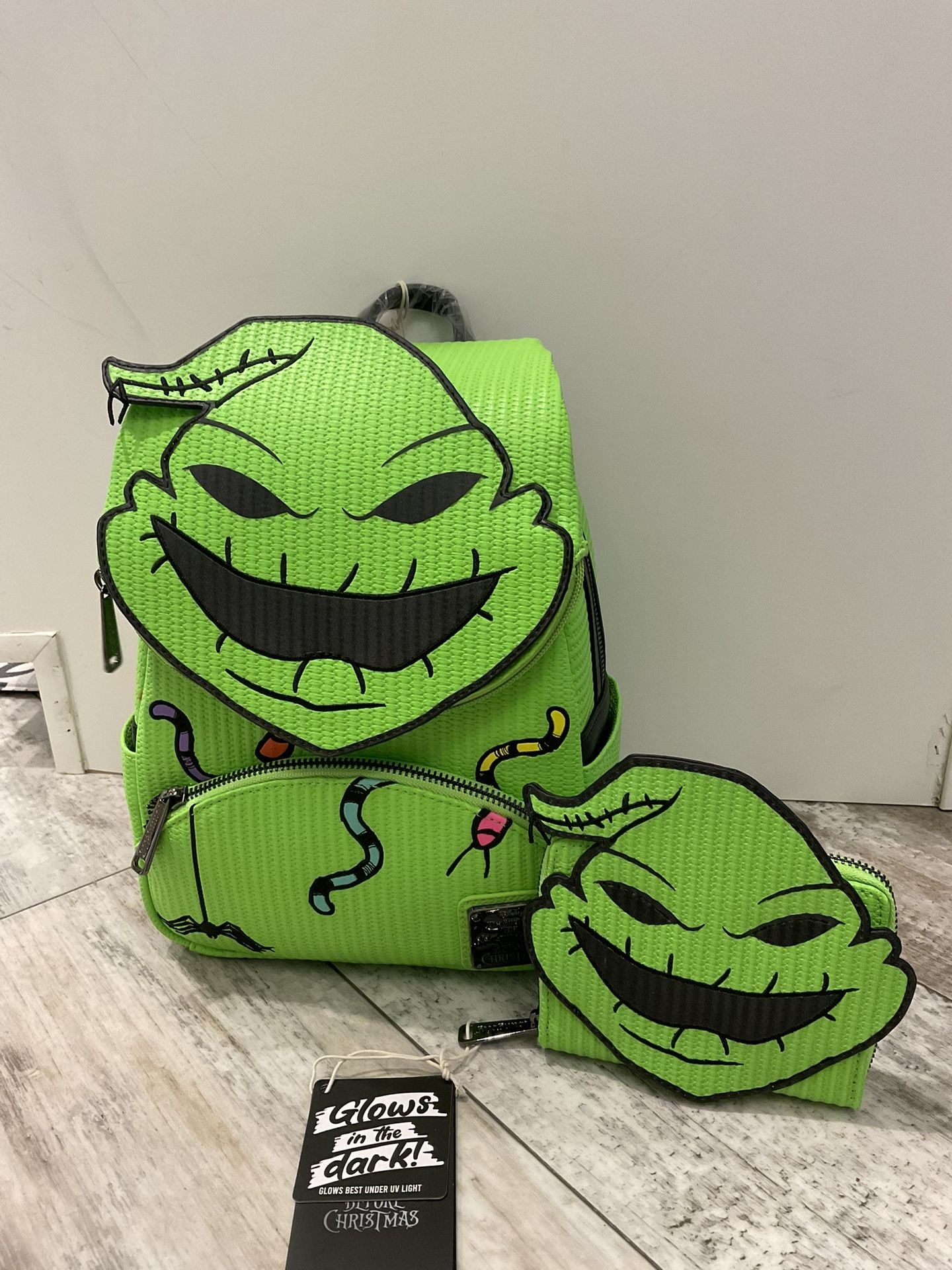 NWT Loungefly Oogie Boogie Backpack And Wallet In Set Glow In The Dark