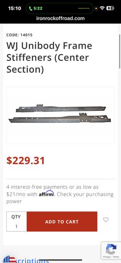 Jeep grand Cherokee WJ frame stiffeners