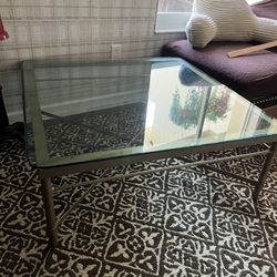 Industrial Glass & Metal Coffee Table – Solid + Heavy