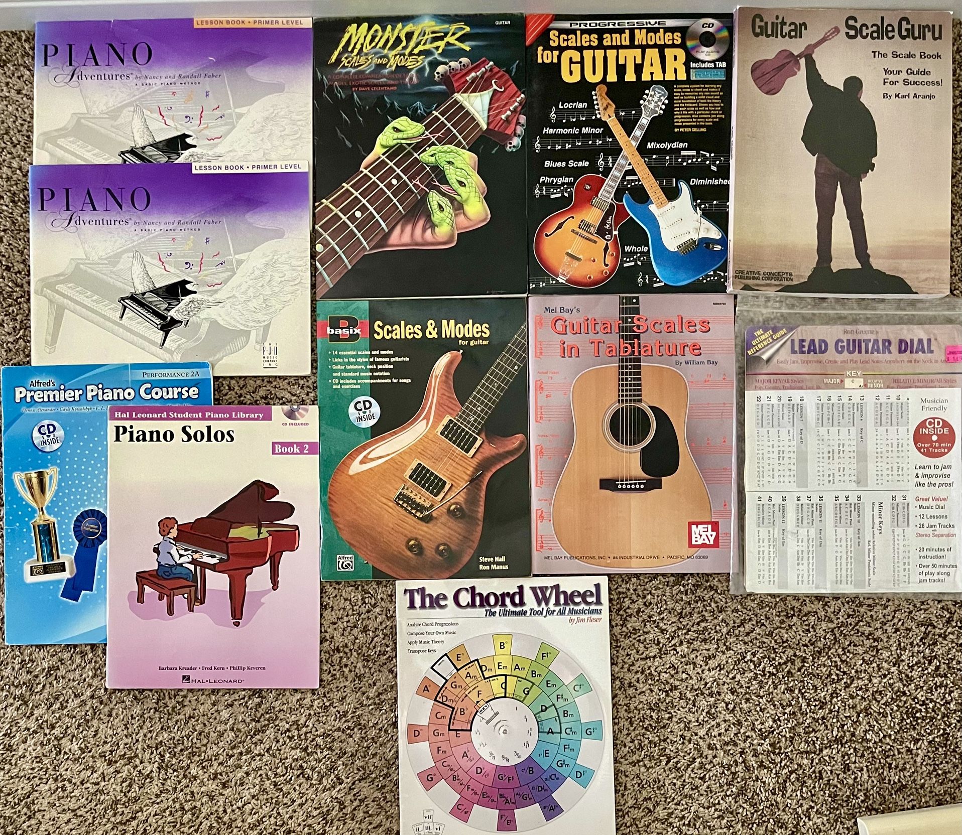 LOT OF GUITAR, PIANO - MUSIC BOOKS / CD'S