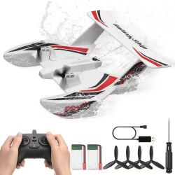 RC Plane, 2.4GHZ 3 Channel Remote Control Airplane with 6-Axis Gyro Stabilizer, Ready to Fly Amphibious Aircraft Plane Toy with 2 Batteries, Easy to F