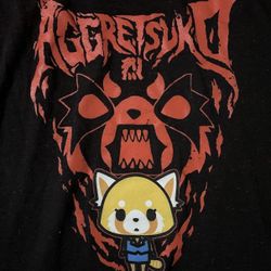 Aggretsuko T-shirt Sanrio Size Medium Black w/ Red Flecks