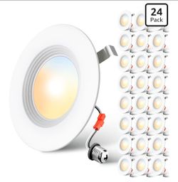24 Pack 5/6 Inch LED Recessed Retrofit Can Lights, 5CCT Dimmable
For 5/6 Inch Can, 2700K-5000K Selectable, 5%-100% Dimmable, Baffle Trim, 1000LM 9W, D