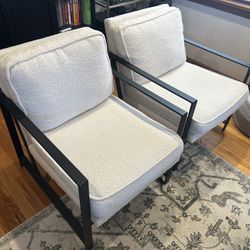 White And Black Accent Chairs - 2 Chairs