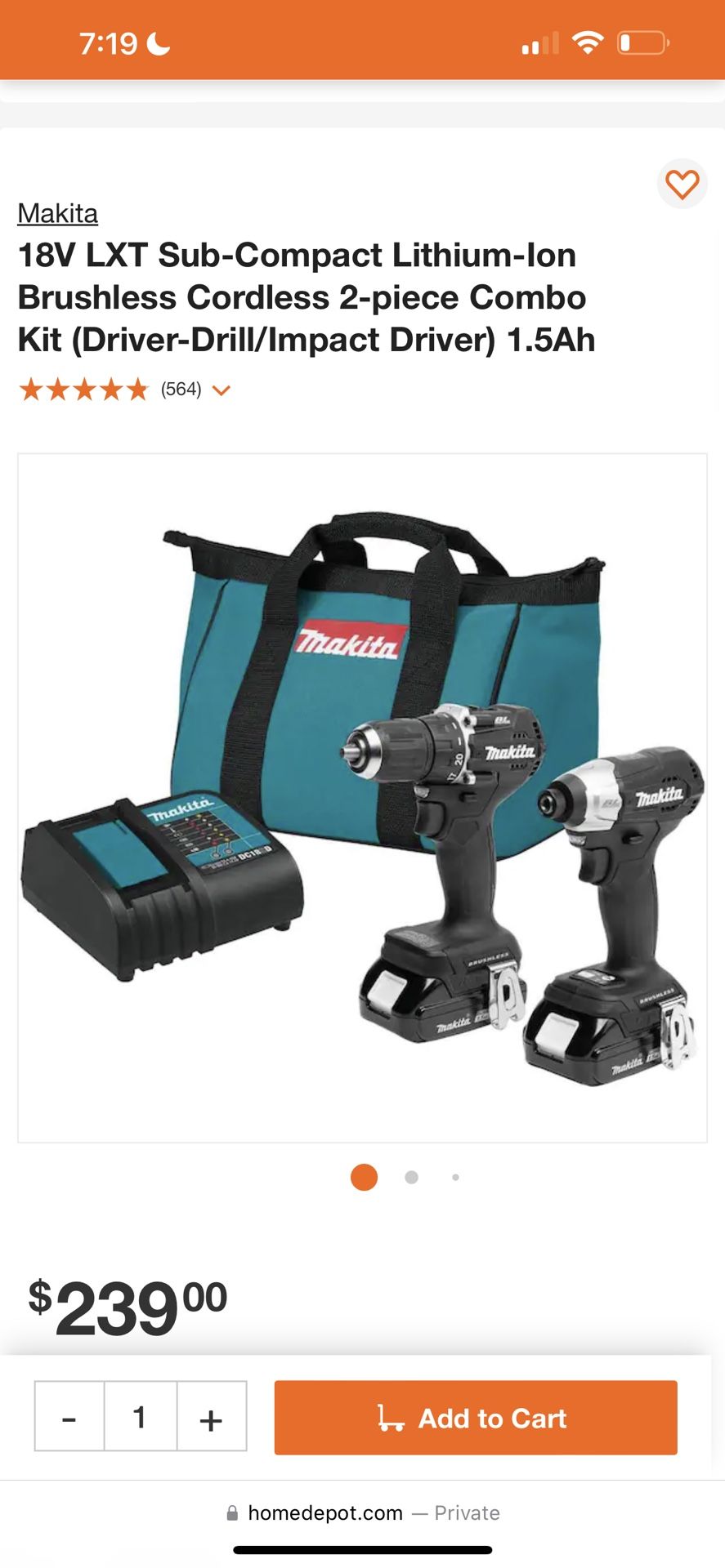 Makita (Brand Rating: 18V LXT Sub Compact Lithium Ion