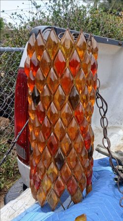 Vintage Mcm Acrylic Hanging Swag Type Lamp
