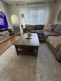 Dark Brown Wood Coffee Table with Lower Shelf