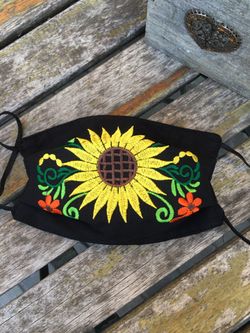 Embroidered Artisanal Sunflower Face Mask