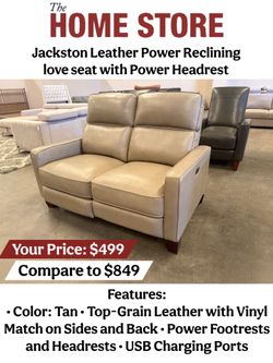 Jackston Leather Power Reclining love seat with Power Headrest