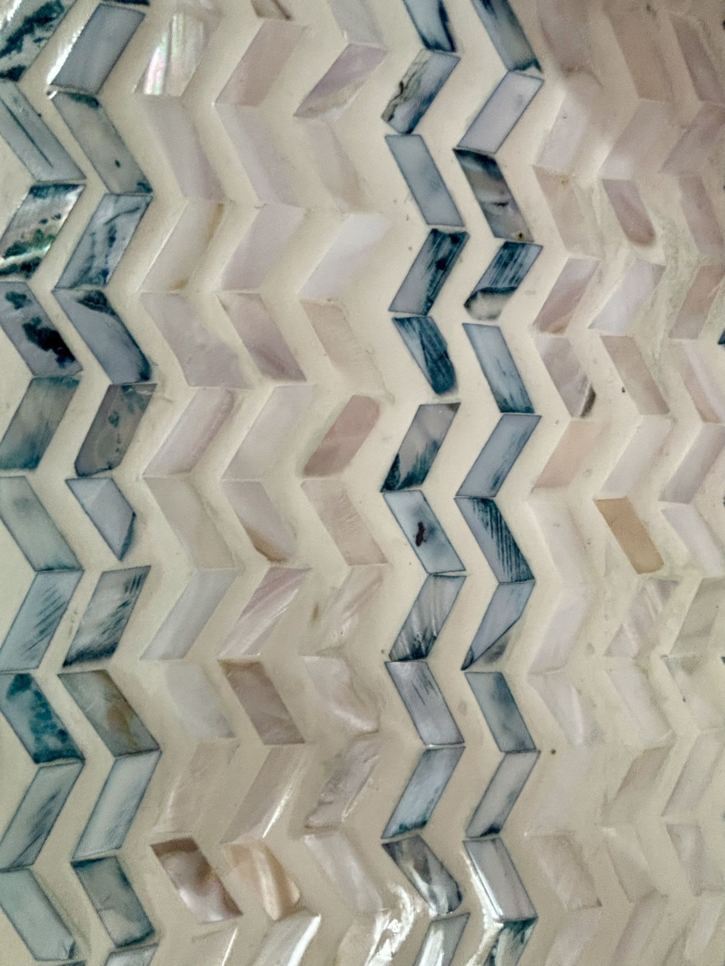 Mother of Pearl Chevron Inlay Console Table Tahari