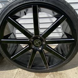 Black 26 inch Rims with tires - 5 lugs