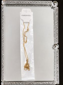 Gold Stainless Steel Chain Necklace with Charm