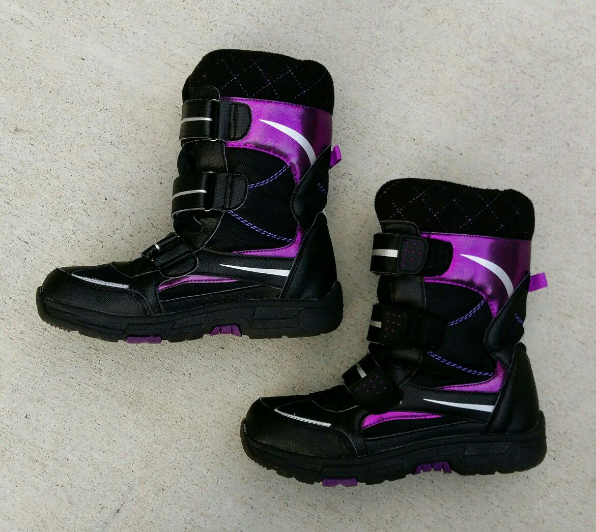 Khombu kids children's 2M snow walker boots black/pink/purple