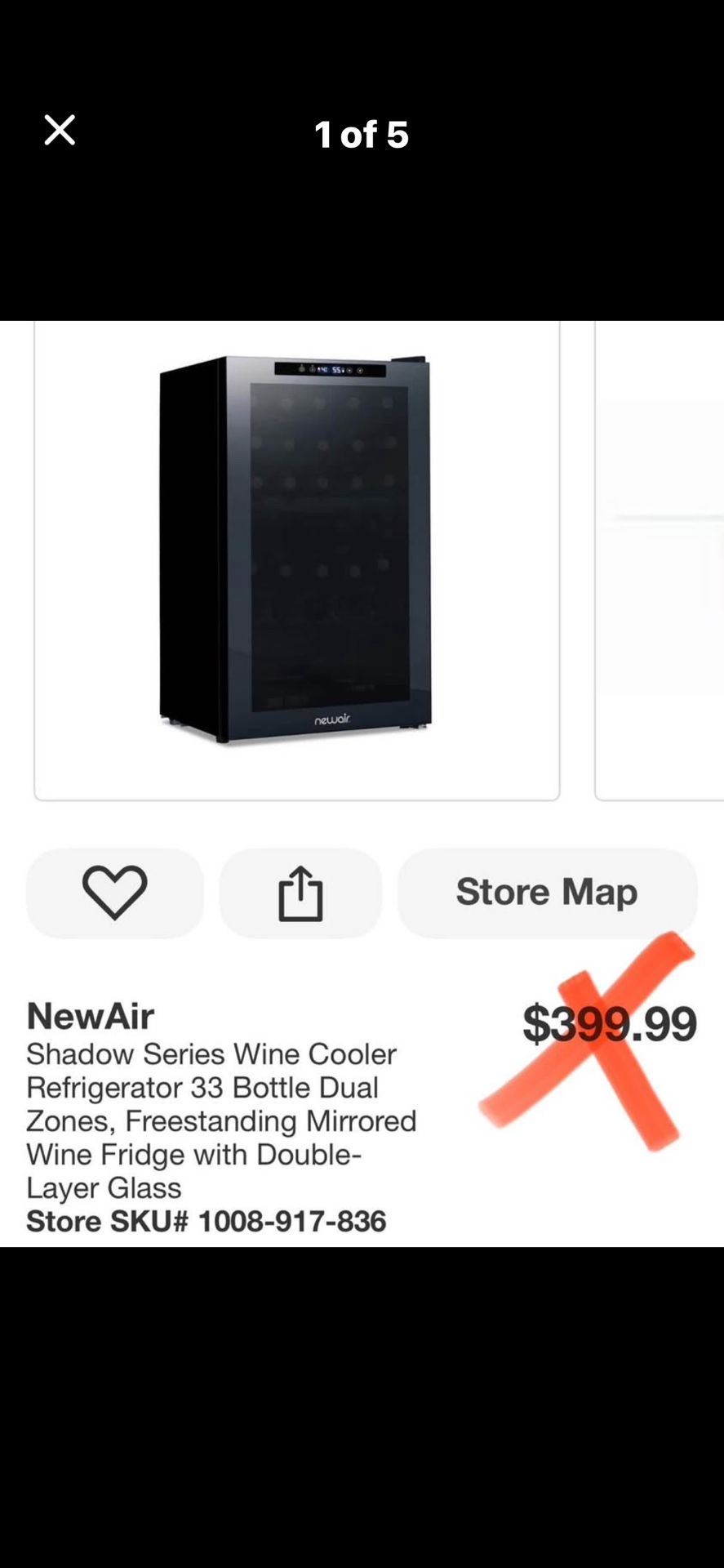 NewAir Shadow Series Wine Cooler Refrigerator 33 Bottle Dual Zones, Freestanding Mirrored Wine Fridge with Double-Layer Glass