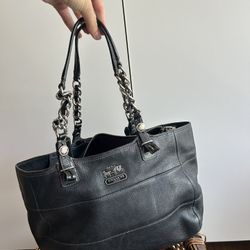 Coach Black Leather Madison Tribeca East West Bag