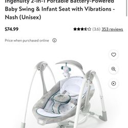 Ingenuity 2 In 1 Baby swing & Infant Seat With Vibration