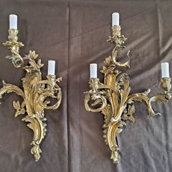 Vintage Cast Bronze Wall Sconces
