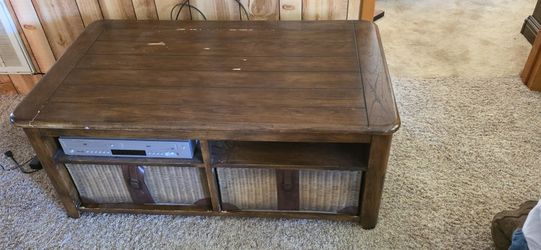Table With Wicker Drawers 