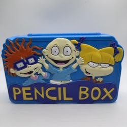 Vintage 1998 Rugrats Pencil Box - Blue Plastic - Flying Colors Nickelodeon