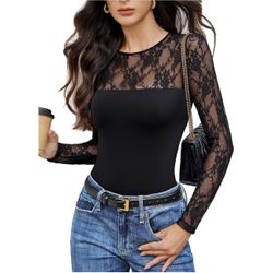 Avidlove Lace Long Sleeve Bodysuit – XS (Black) – New with Tags