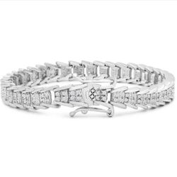 2 Carat Diamond Bracelet In Platinum Overlay, 7 Inches.