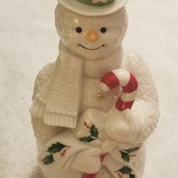 Lenox HOLIDAY DIMENSION Holiday Snowman with Candy Cane Figurine