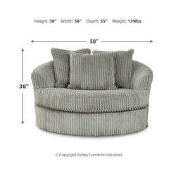 Ashley Grey Oversize Swivel Loveseat 