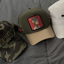 3 Hats True Religion, Bored Ape, Puma