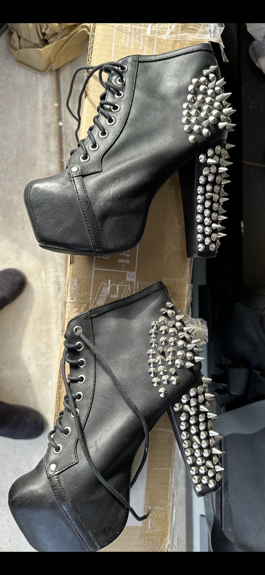 Jeffrey Campbell Spike Lita Leather Platform Boots