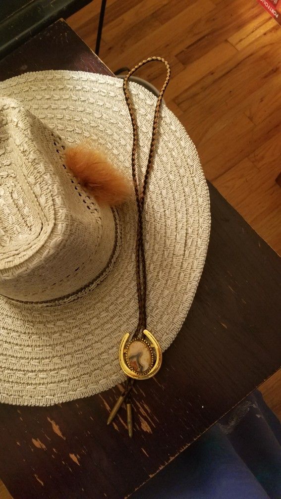 Vintage Cowboy Hat And Bolo Tie (Costume?)