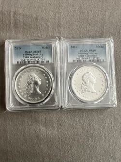 (2) 2024 Flowing Hair Ag 230th Anniversary PCGS MS69