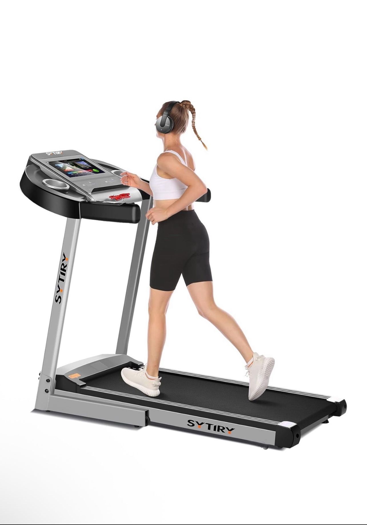 New in a sealed box SYTIRY Foldable Treadmills for Home with Incline,10" HD TV Touchscreen/5'' LCD, WiFi/Bluetooth Audio Speakers, Multifunctional Run