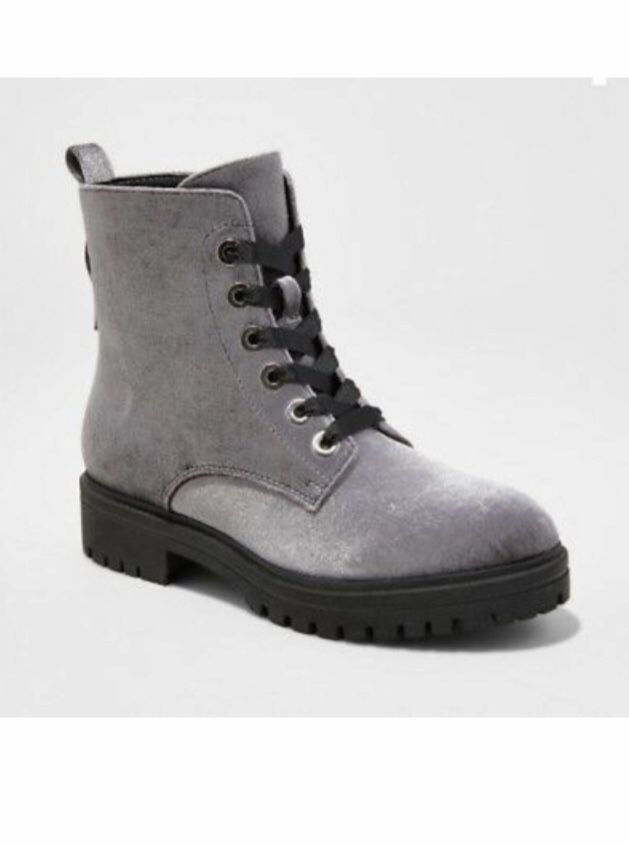 Mossimo Rihanna Gray Velvet Combat boots