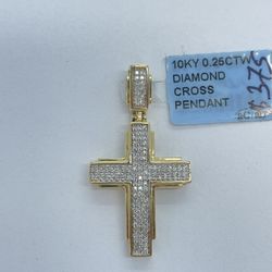 10k Gold Diamond Cross Pendant