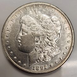 1892-CC Morgan Silver Dollar $1 Carson City w/ AU/BU Details