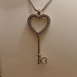 Pandora Authentic Brand New Sterling Silver 2 &A Half Inch Heart Key Pendant Locket For Necklaces 