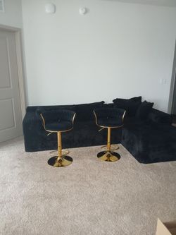 Living room sofa and two bar stools Must Go Moving
