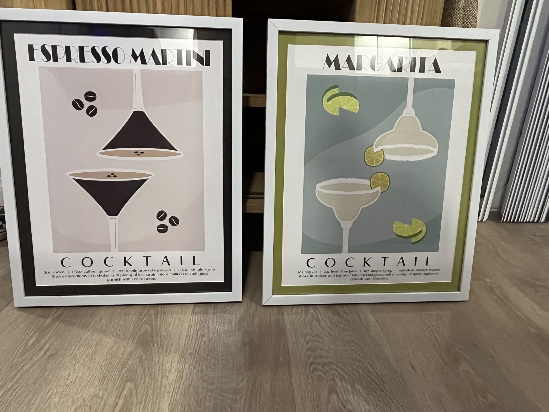 Framed Cocktail Posters, Set Of 2