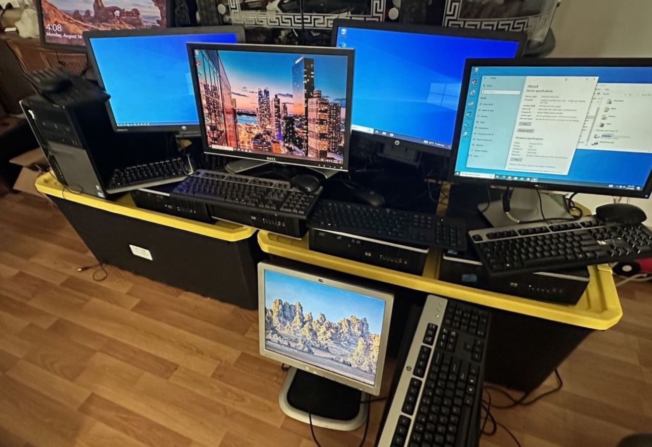 Complete Windows 10 Pro Computers With Tower, Monitor, Keyboard And Mouse