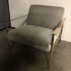 CB2 Modern Lounge Chair Velvet Gold Frame Accent Chair