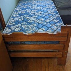 Solid Pine Wood Bed Frame W/ Mattress $200.00