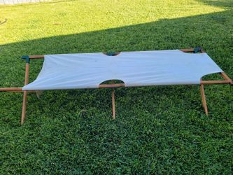 Wood frame camping cot 78" x 26" x 16",  wooden military style