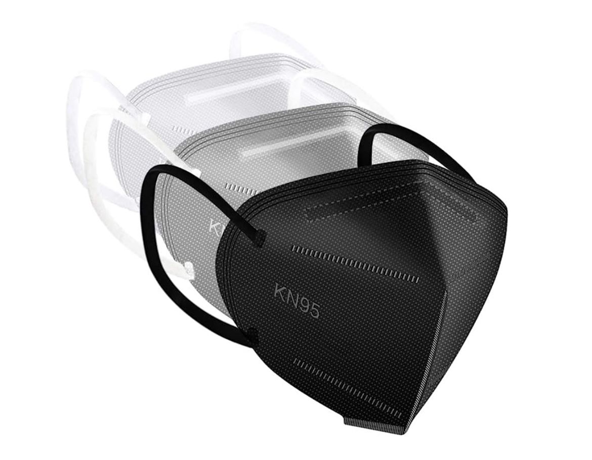 ApePal 30PCS 5-Layer Disposable KN95 Face Masks Wide Elastic Ear Loops Masks,(White,Black,Grey)