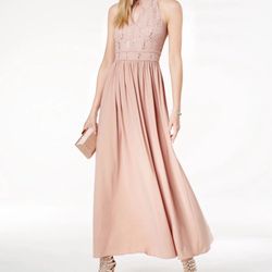 MORGAN & CO Womens Beige Shimmering Sleeveless Formal Dress 3\4