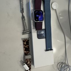 Apple Watch Series 9 41mm Silver With Bands, Box, Charger 