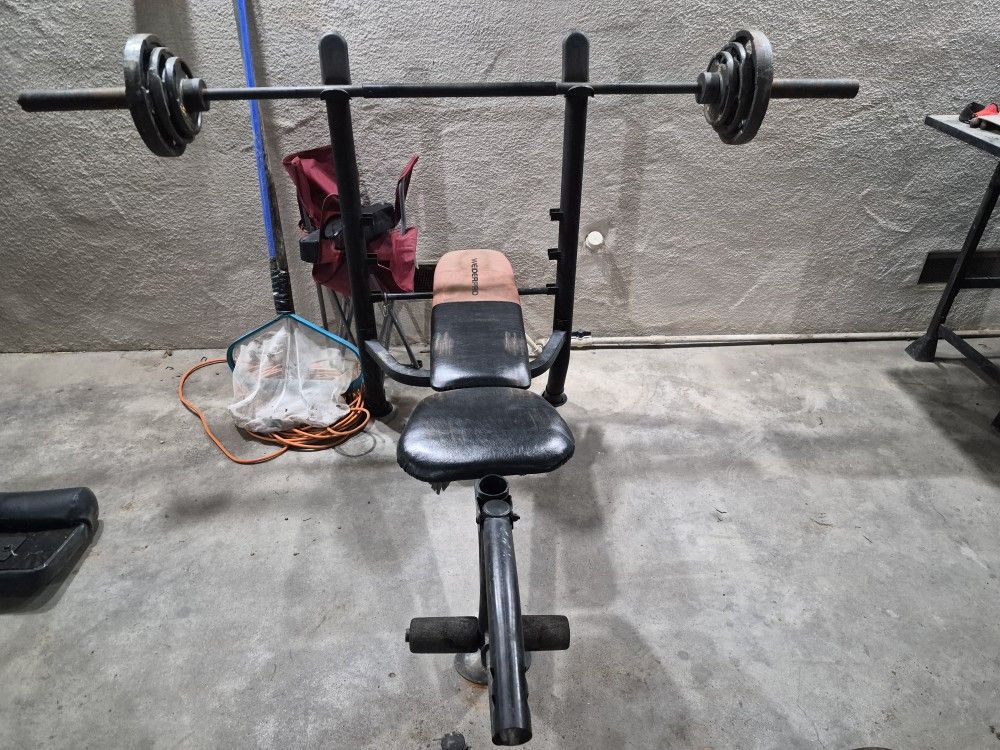 Bench With Bar And Wights Every Thing You See Is Whats For Sale