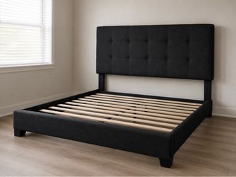 Full Size Upholstered Bed Frame - Dark Gray/Black - Excellent Condition
