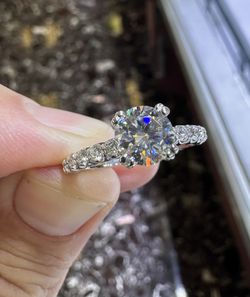 Certified 1.36ct Moissanite Ring in 14k Solid White Gold