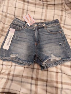 Wax Jean High Rise Straight Fit Denim Shorts