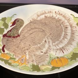 Vintage Holland Mold Thanksgiving Platter Handpainted